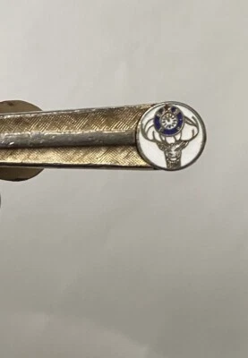 Vintage Tie Bar Clip Gold Tone Embossed Textured MCM Mid Century Modern Elks Clb - Image 1 of 4