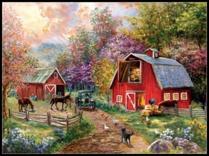 Barnyard Visit -Chart Needlework Crafts DIY-Counted Cross Stitch Pattern - Picture 1 of 2