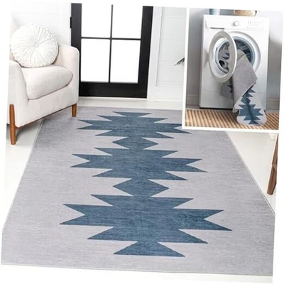  WSH110D-3 Chayton Minimalista Geométrico a Máquina-Lavable Gris/Azul 3 pies x 5  Foto 1 de 4