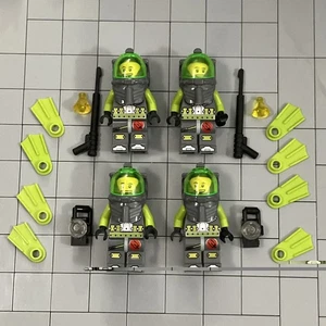 LEGO Atlantis Deep Sea Diver Jeff minifigure Lot Of 4 8077 8075 D3 34 - Picture 1 of 2