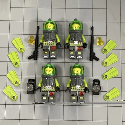 LEGO Atlantis Deep Sea Diver Jeff minifigure Lot Of 4 8077 8075 D3 34 - Image 1 of 2