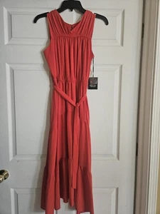 Simply Vera Vera Wang Ruched Tiered Maxi Dress Red Extra Small XS NWT New - Picture 1 of 6