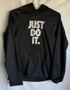 Nike Dri-Fit Standard Fit Youth Black Hoodie Size XL “Just Do It” - Picture 1 of 3