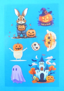 Halloween Clear Decal Sticker Sheet Style 7 Jack o Lanterns - Picture 1 of 3