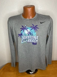 Men's Nike Dri Fit  L/S Athletic Shirt Medium M - Gray - Daytona Beach Polyester - Picture 1 of 5