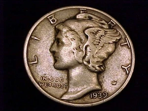 1939-P Mercury Dime grado molto fine. - Foto 1 di 2
