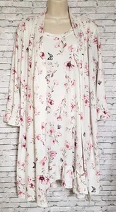 Laura Ashley Floral Nightgown Robe Set Womens Large Butterflies Soft Comfy - Picture 1 of 22