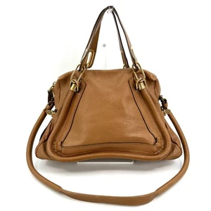 Chloe Paraty Hand Bag Shoulder Bag 2Way Medium Leather Light Tan #A491 - Picture 1 of 24