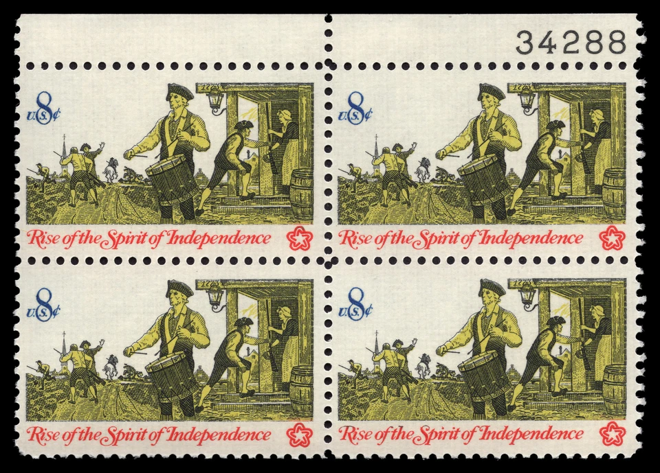 US Scott # 1479, Drummer, Plate Block of (4) 1973 8¢ Stamps, MNH - Image 1 of 1