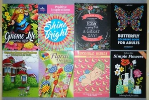 Black Background BABIES Floral HOUSES Fashion GNOMES Lot 8 Adult Coloring Books - Bild 1 von 20