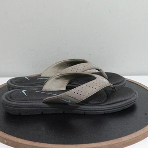Nike bequeme Fußbett-Flip-Flops Damen 11 grau schwarz gepolsterte Sandalen Riemen Gel - Bild 1 von 11
