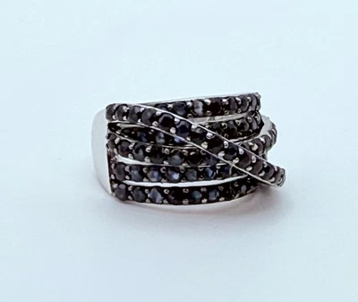 Anillo de plata de ley 925 con ajuste de zafiro azul de 2,00 quilates con acento de rodio talla 6,5 Foto 1 de 4