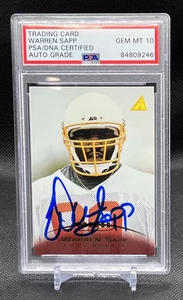 1995 Pinnacle Warren Sapp Rookie Autograph PSA 10 Gem Mint Auto - Picture 1 of 4