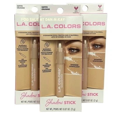 3 PACK  LA COLORS C69193 CRUISING  SHIMMER SHADOW STICK CRAYON EYESHADOW - Image 1 of 3