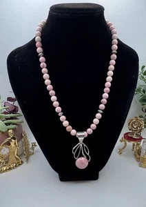 Jay king DRT 925 pendant & Clasp Chain Necklace W Pink Lace Agate Adjustable - Picture 1 of 11