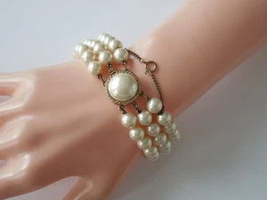 Pulsera plata 925 chapada en oro cuentas artificiales 3 Rhg 44,0 g/19 cm - Imagen 1 de 4