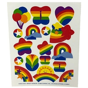 Vintage aktuelle Aufkleber Regenbogen Sterne Schmetterlinge Herzen hell 1 Bogen 80er - Bild 1 von 4