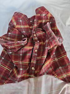 YOULY The Hipster Burgundy Plaid Dog Button-Up Look Shirt large 