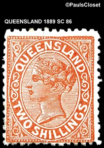 QUEENSLAND 1889 SC 86 QUEEN VICTORIA 2/- RED BROWN MHR P 12 FINE/VFINE - Picture 1 of 2