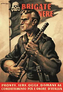 WWII Italienischer Faschismus Poster Schwarze Brigade 1944 Propaganda Wanddruck Bild A4 - Bild 1 von 4