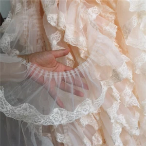 10yard 12cm Width Lace Organza Trim Ruffled Edge for Sewing Collar Dress Hemline - Picture 1 of 7