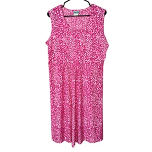 Vtg Sara Morgan Sleeveless Midi Dress Size Petite Large Shift Hot Pink White Y2K - Picture 1 of 5