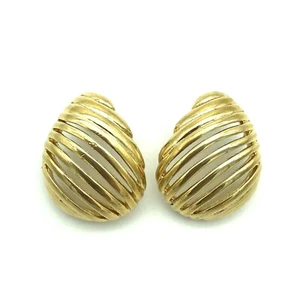 Pendientes lágrima Napier abovedados tono dorado poste perforado vintage firmados  - Imagen 1 de 12