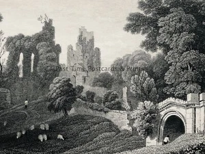 c1830 Estampado Antiguo FLINTSHIRE - CASTILLO DE HAWARDEN por Gastineau - Imagen 1 de 3
