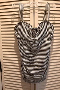 NWT $84 SOMA Swim Bandeau Tankini Top Only Swimsuit RIbbon Stripe US Size 38D - Picture 1 of 11