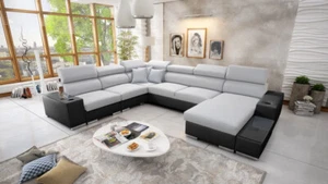 Große gemütliche Sofa Wohnzimmercouch PERS VIII Stoff Kunstleder TOP Qualität - Bild 1 von 24