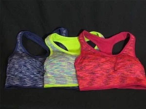 NIP Pack of 3 TOBWIZU Racerback Sports Activewear Bras Removable Pad Seamless Me - Picture 1 of 12