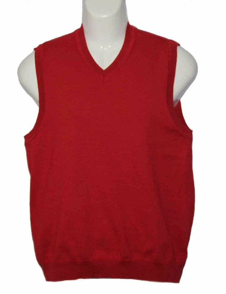 Club Room V-Neck Sweater Vest Red Cotton Blend Men's Size Small - Image 1 of 1