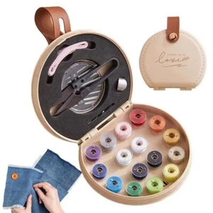 Manual Sewing Tool Kit Portable PU Leather Case Space Saving Compact Storage - Picture 1 of 15