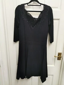 Karen millen size 16 black Dress KD111 Size L floral lace Dress NWT - Picture 1 of 9