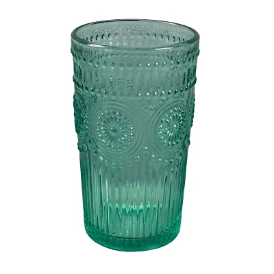 Vaso de beber prensado verde azulado Pioneer Woman Adeline 16 oz (1 vaso) Foto 1 de 4