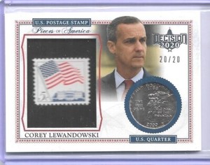 RARE 2020 DECISION COREY LEWANDOWSKI STAMP QUARTER SILVER FOIL CARD 20/20 UNIQUE