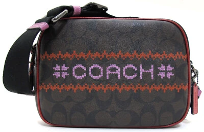 NEW Authentic COACH Fair Isla PVC Signature DEMPSEY Crossbody Brown/Red C1541 - Image 1 of 4