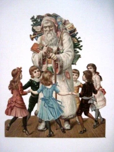 RARE Large Gorgeous Vintage Father Christmas Wearing a White Suit & Pink Hat   * - Picture 1 of 6