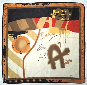 π¨ Vintage BARBARA KRACHT Silk Scarf β 32" Abstract Urban GRAFFITTI Art Earth To - Picture 1 of 7