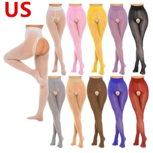 Womens Open Crotch Pantyhose Summer Ultra-thin Sexy Temptation Silk Stockings - Picture 1 of 79