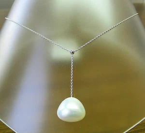 15.6mm! WHITE AUST SOUTH SEA PEARL 100% UNTREATED+18 ct YG NECKLACE SLIDER +CERT - Bild 1 von 2