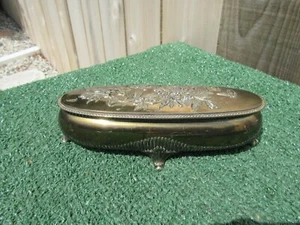 Vintage Ornate Silver Plate Oval Oblong Floral Butterfly Jewelry Trinket Dish - Picture 1 of 10