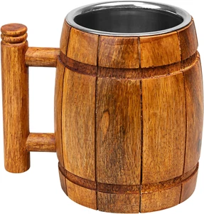 Tazza cisterna vintage in legno birra fatta a mano grande idea regalo Oktoberfest - Foto 1 di 9