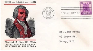 1938 #837 NORTHWEST TERRITORY FDC W/ LINPRINT CACHET TO PERRY NY - Picture 1 of 1