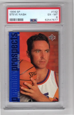 1996 Upper Deck SP Steve Nash Rookie RC #142 - PSA 6 EXCELLENT-MINT - Image 1 of 2