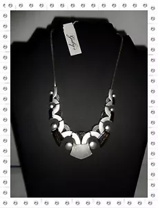Magnifique Collier Fantaisie en Métal Argenté Noir Gaby's - Bild 1 von 1
