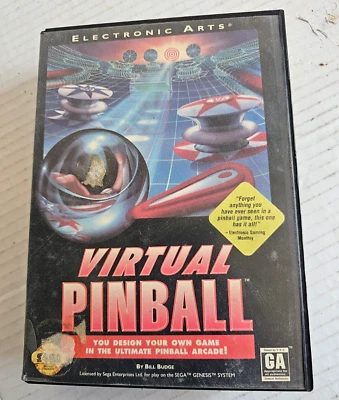 1993 Virtual Pinball Sega Genesis Video Game Cartridge Electronic Arts with Box - Image 1 of 4