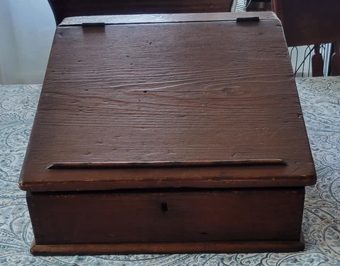 Antique Wooden General Store Merchant Slant Tabletop Primitive Wood Writing Desk Cover