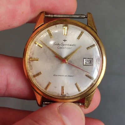 Reloj Seiko Sportsmatic Calendario 37mm Vintage Años 60 Esfera Pátina Segundos Rojo 15037D Foto 1 de 4