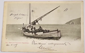1905 Cartolina Napoli - 242 Barca di pescatori napoletani al Col. Thaon di Revel - Imagen 1 de 2